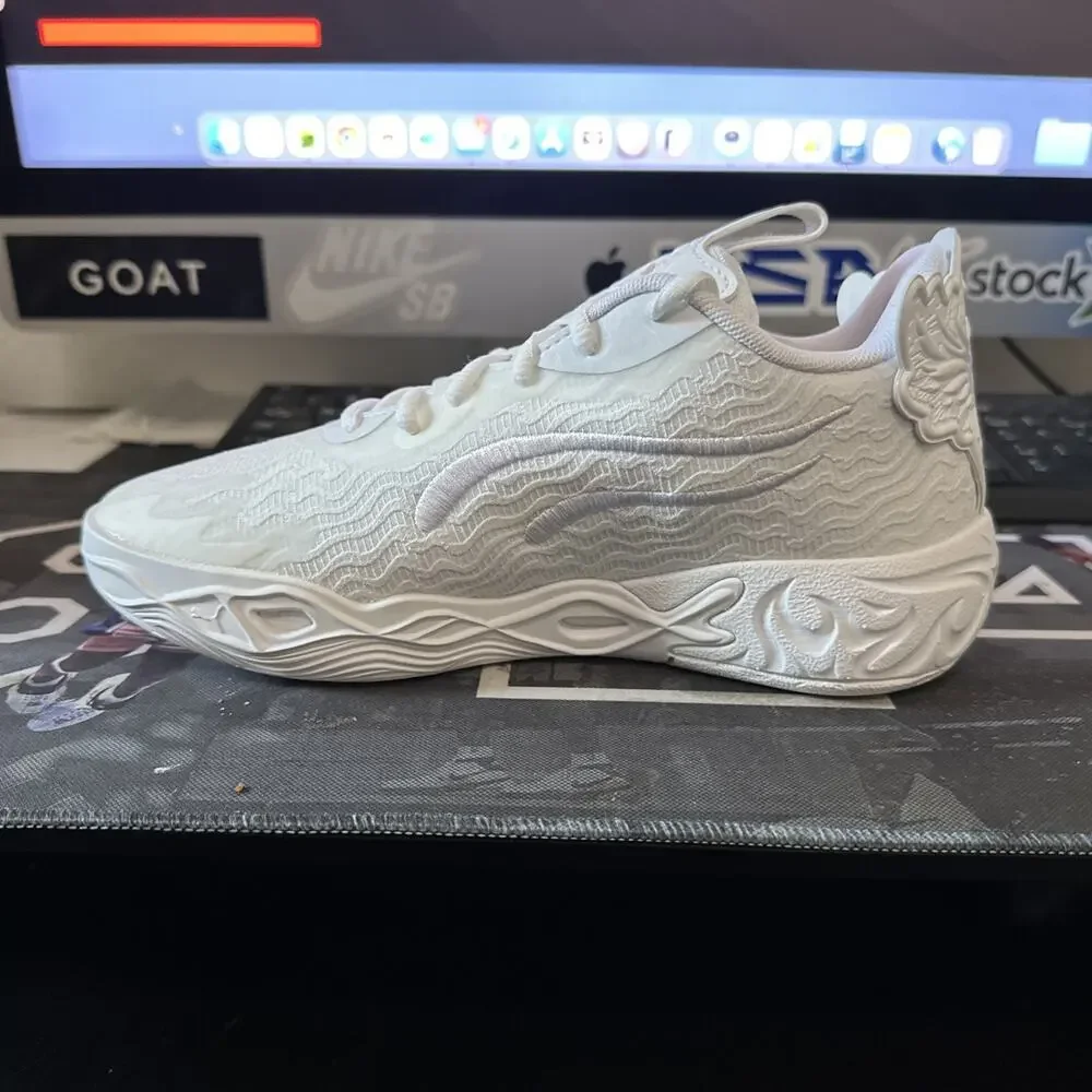 New Kids Size 5 Puma MB.04 Ice White Lamelo Ball Melo 311321-01